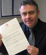 Kent Messenger editor Bob Bounds with the letter from the Queen