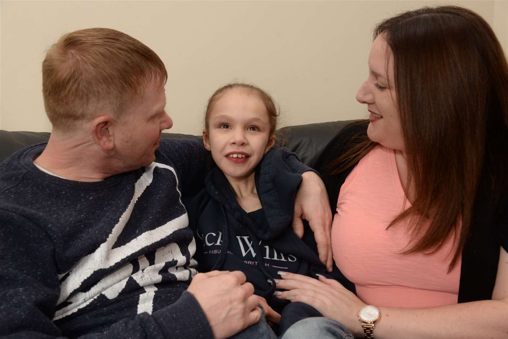 Lee Moore and Emma Appleby and daughter and Teagan of Aylesham who are campaigning for legal access to canabis medication. Picture: Chris Davey. (12397462)
