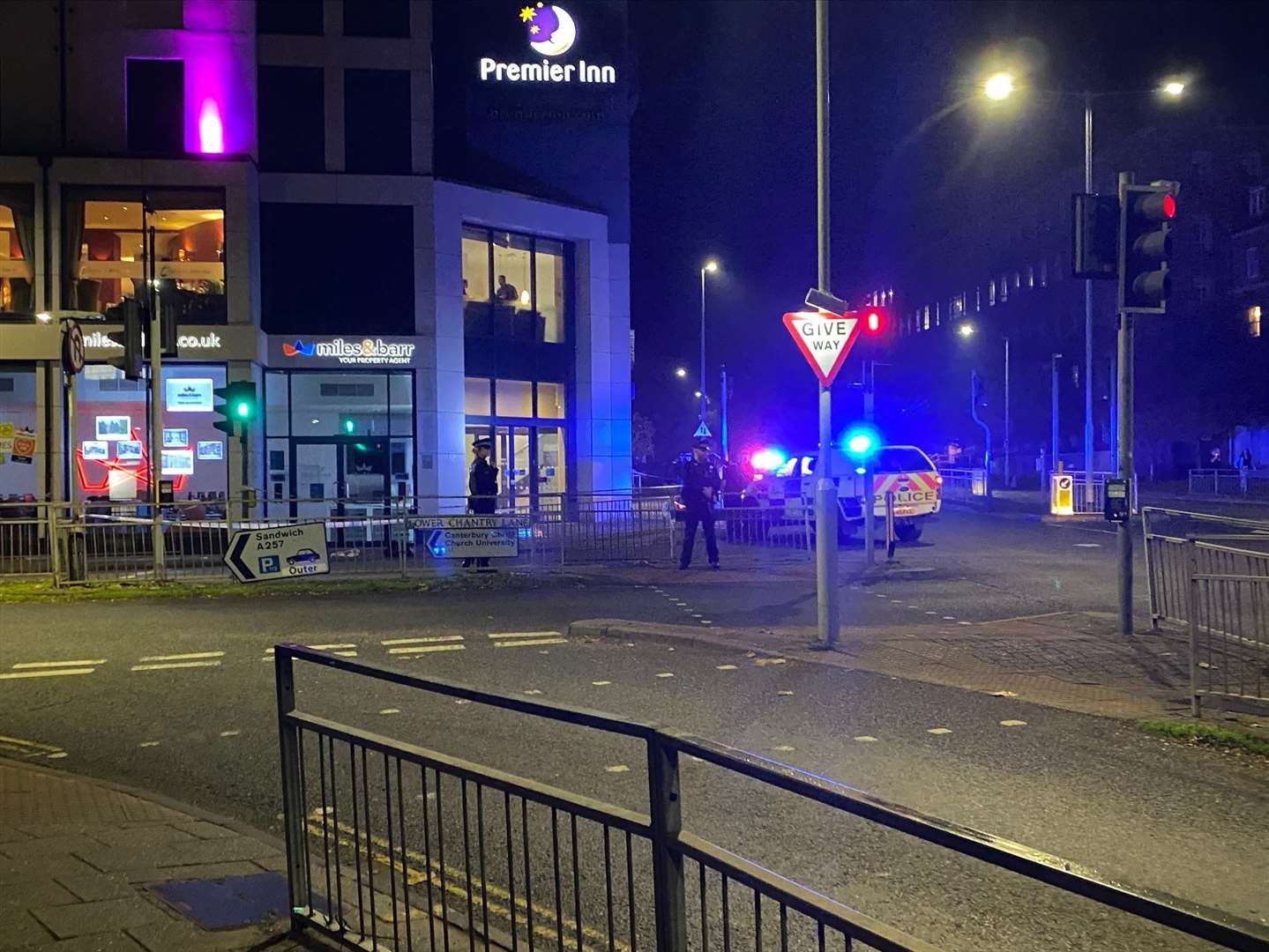 The teenager is said to have collapsed outside Premier Inn in Canterbury. Picture: Oli Picton