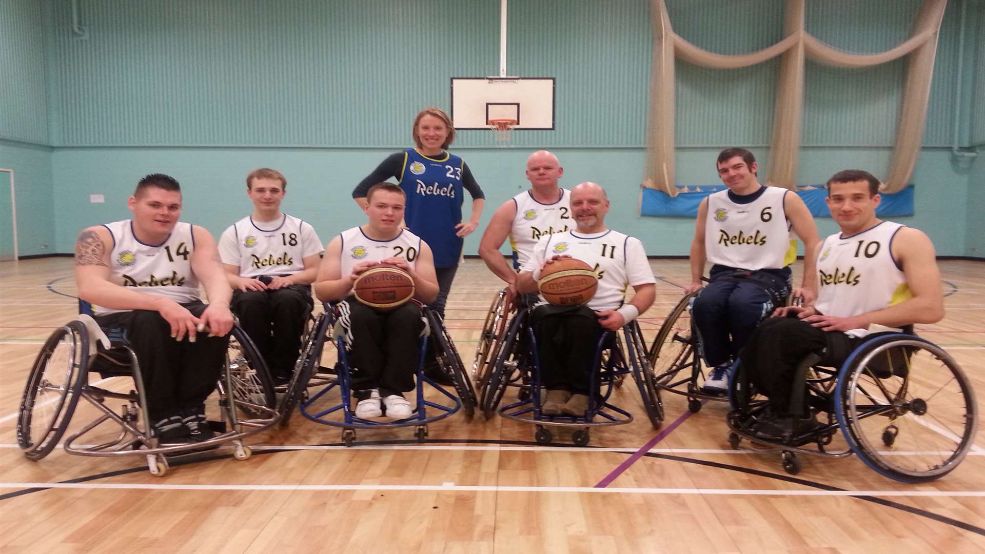 Tracey Course with wheelchair basketball team, Maidstone Warrior Rebels.