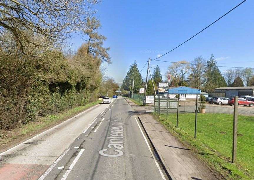 A crash between a car and pedestrian has been reported on the A260 Canterbury Road in Swingfield near Folkestone Garden Centre. Picture: Google