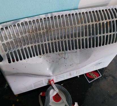A radiator in the container was damaged by vandals. Picture: Vibe