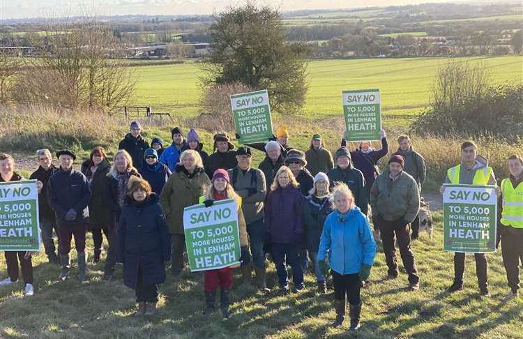 Protesters opposed to the Heathlands scheme