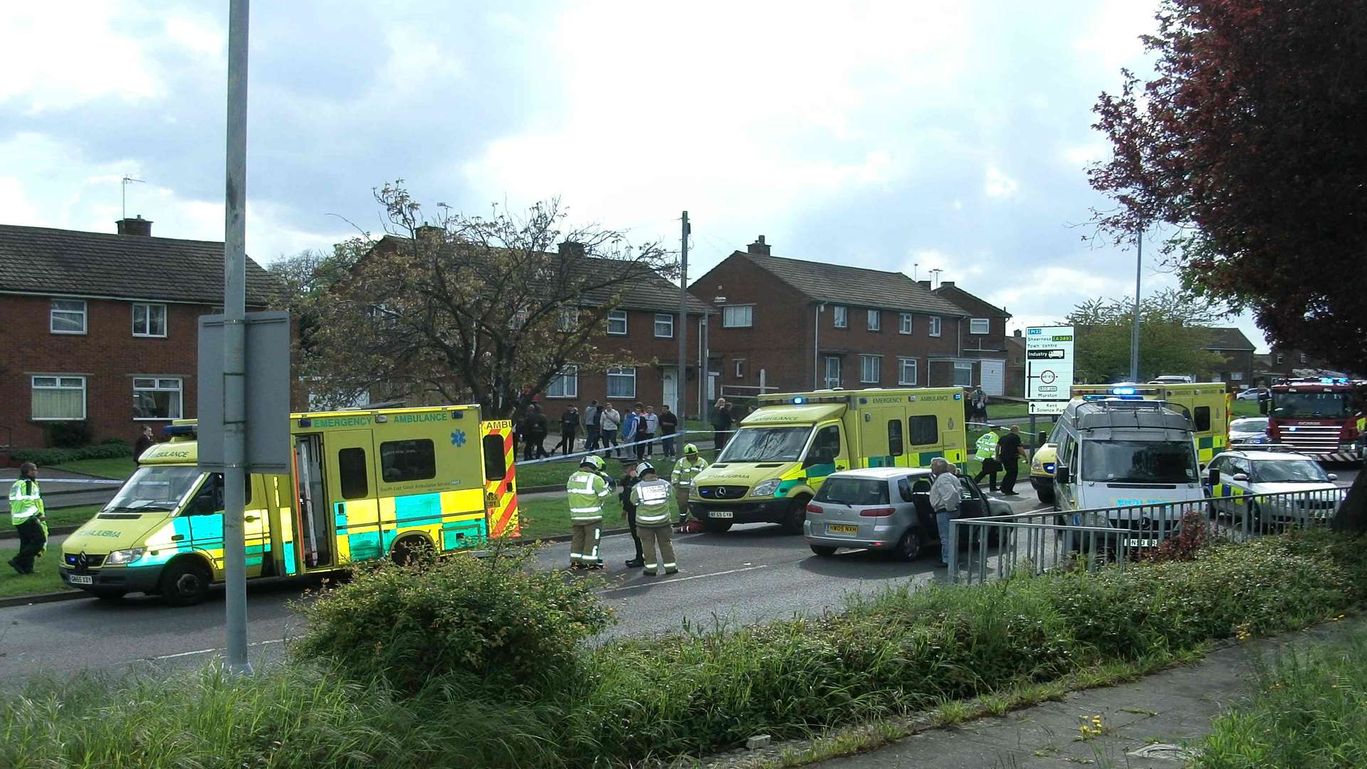 The scene of the accident in Canterbury Road, Sittingbourne, where two children have been injured