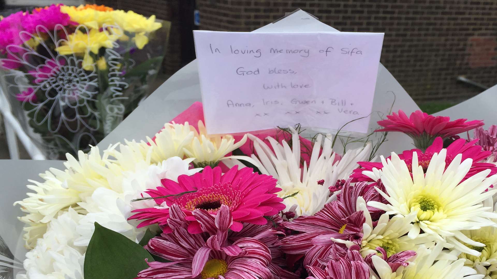 Tributes left for Sifa after she died just outside Cleveland House