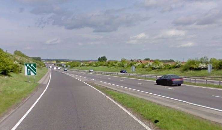 The crash happened on the Sheppey-bound slip road of the A249 at Bobbing. Picture: Google