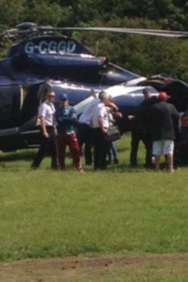 Robert Downey Jnr was spotted getting off a helicopter close to Dover Castle. Picture by Kimberley Ferris