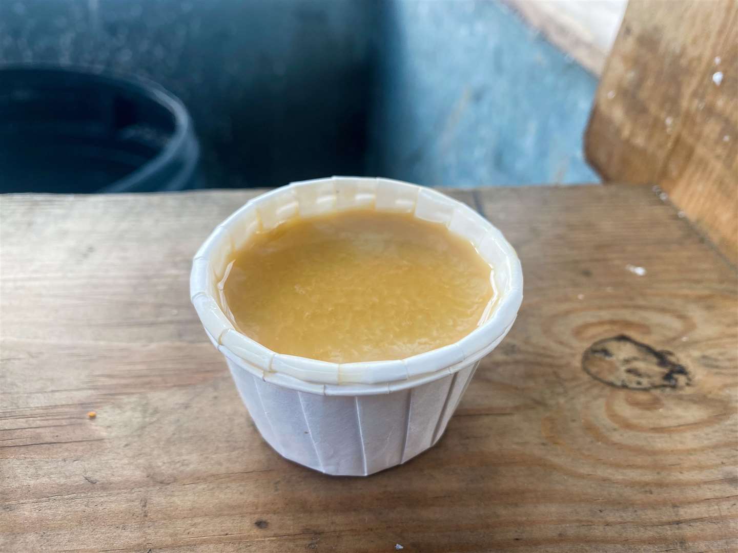 The Christmas pudding shot looked more like curry sauce when it was served up in a dipping pot