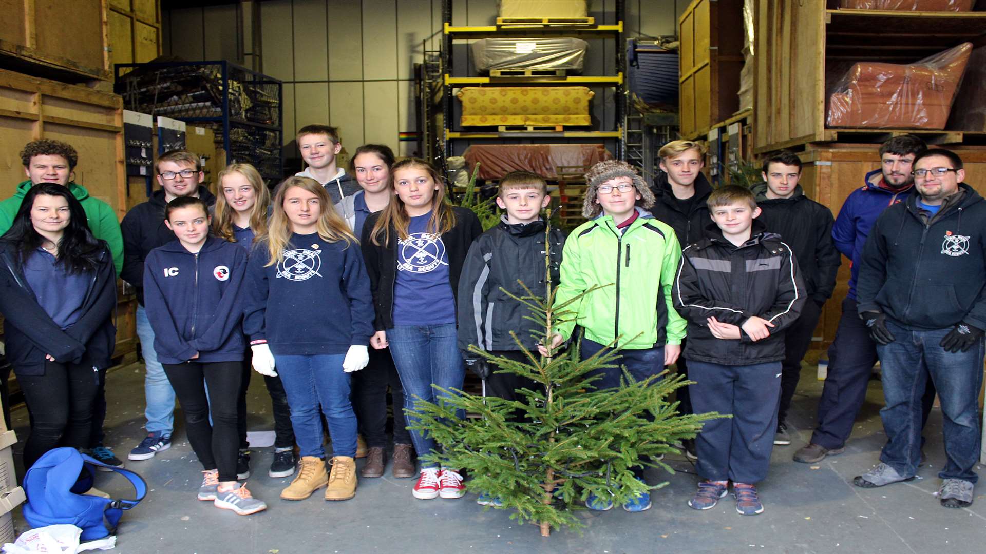 Scouts helped decorate the Christmas trees before they were put up around Deal