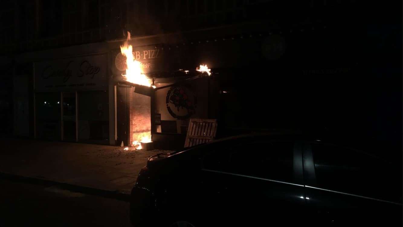 The fire at GB Pizza Co in Margate. Picture: Sam Castle