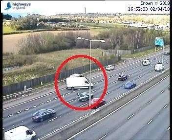 Two lanes of the M25 were blocked after a crash involving a van and two cars. Photo: Highways England (8232055)