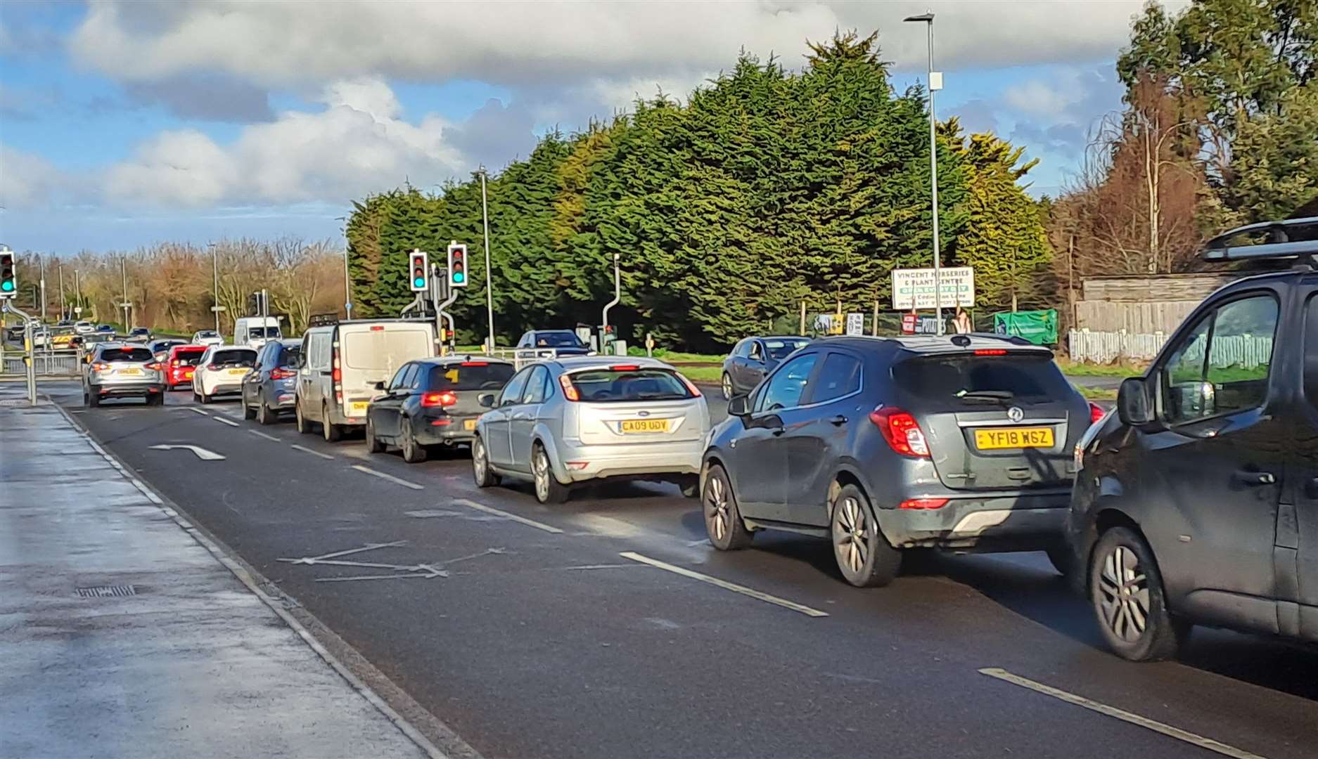 The Old Thanet Way was gridlocked on Monday morning