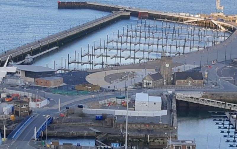 The bridge, bottom left, is also a direct route to the cargo terminal and marina. Picture: Sam Lennon