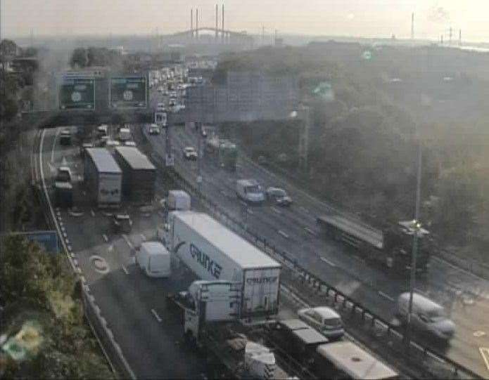 Drivers faced delays leading up to the Dartford Crossing. Picture: @KentHighways