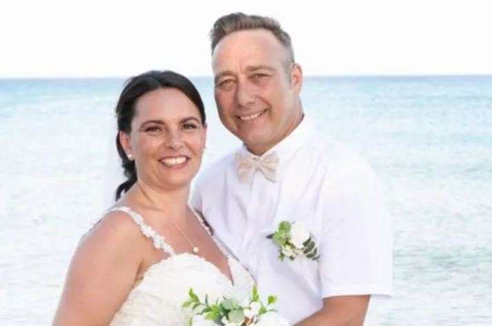 Crash victim Michael Phelan and his wife Angela on their wedding day