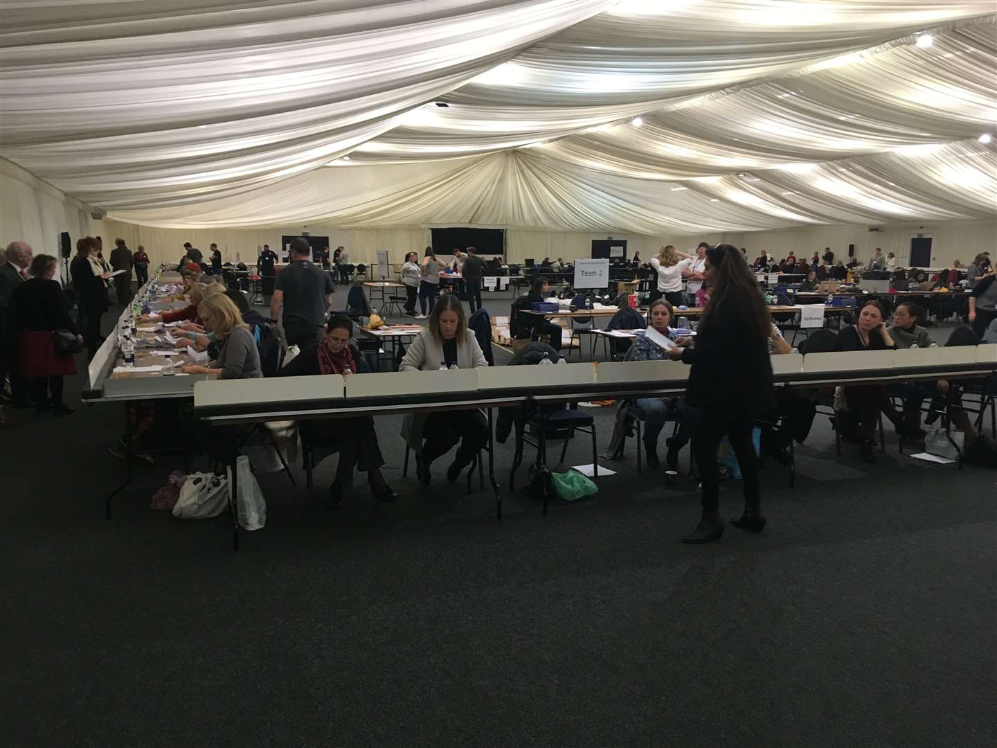 Counting in progress at the Kent Event Centre in Detling