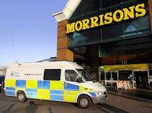 A mobile police station outside Morrisons on Friday morning. Picture: Chris Davey