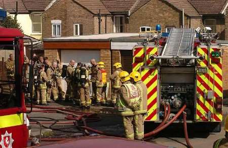Firefighters at the scene. Picture: NICK JOHNSON