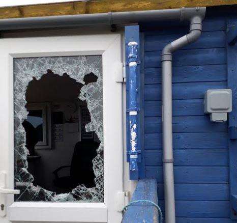 The smashed door at the lookout station. Submitted picture