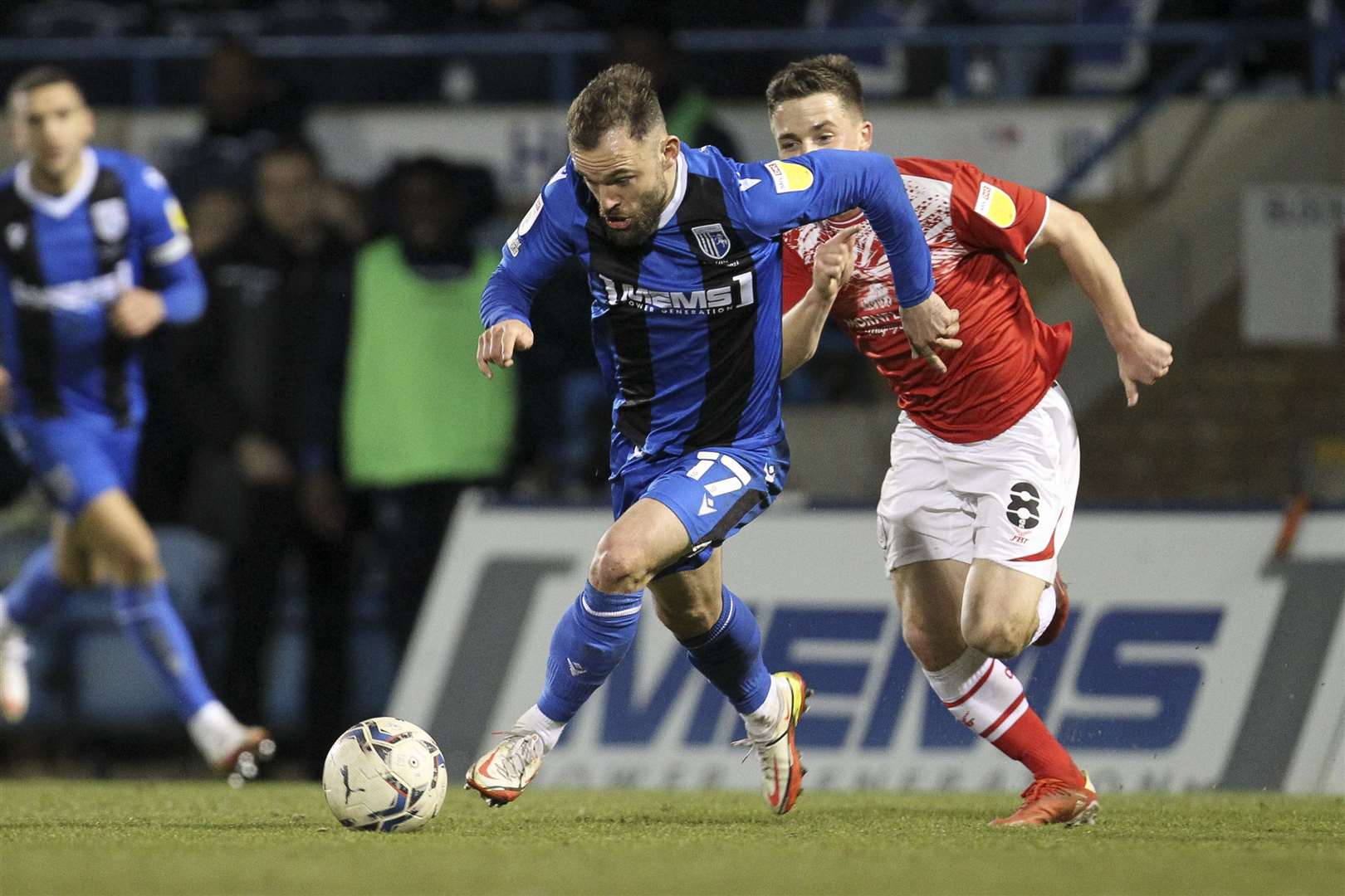 Danny Lloyd on the move for Gillingham against Crewe Picture: KPI