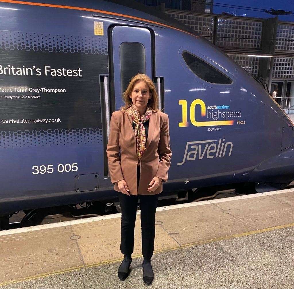Mrs Elphicke at a HS1 platform. Picture: Office of Natalie Elphicke MP