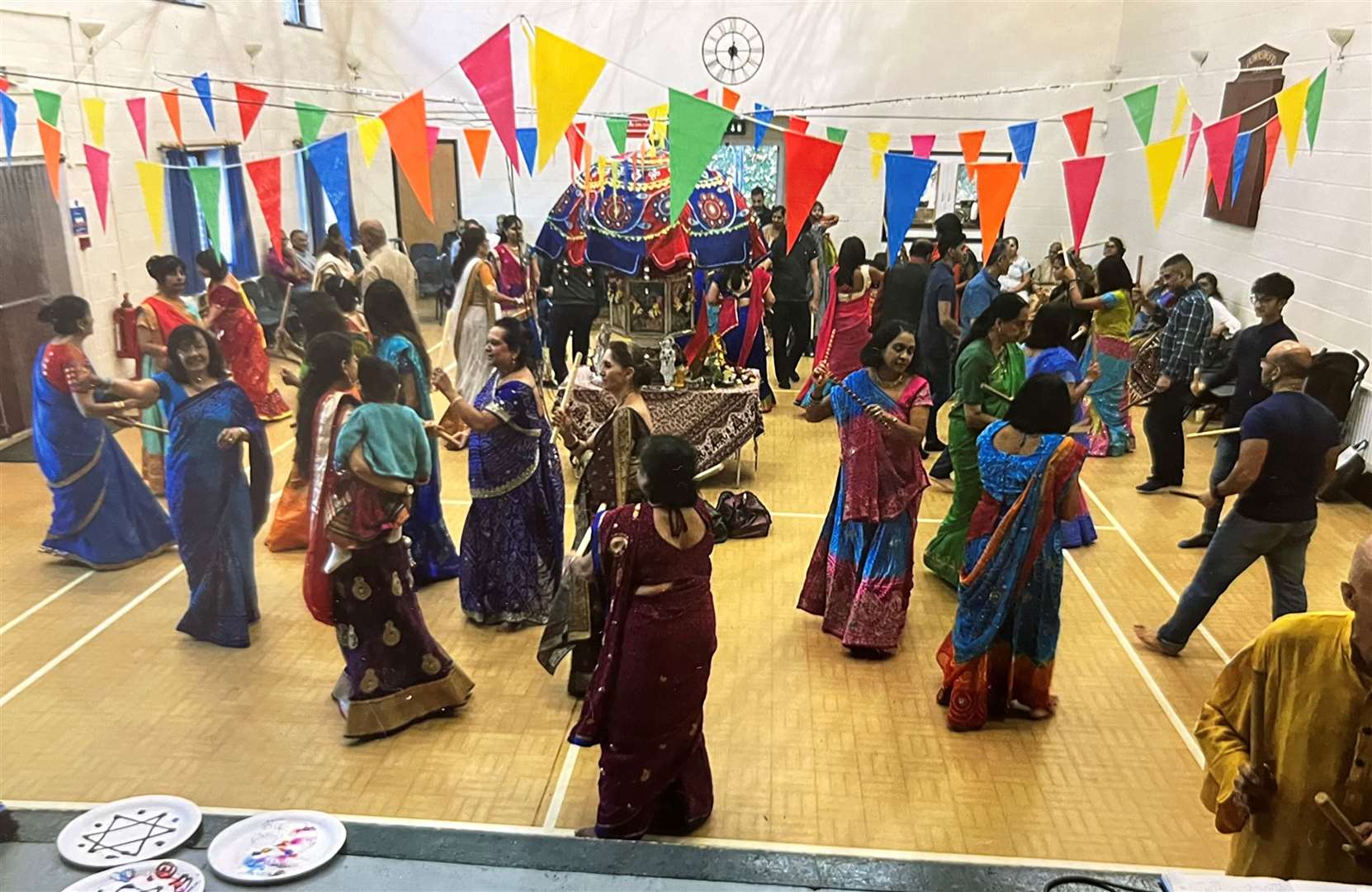 The Indian community participating in the nine-day hindu festival, Navatri