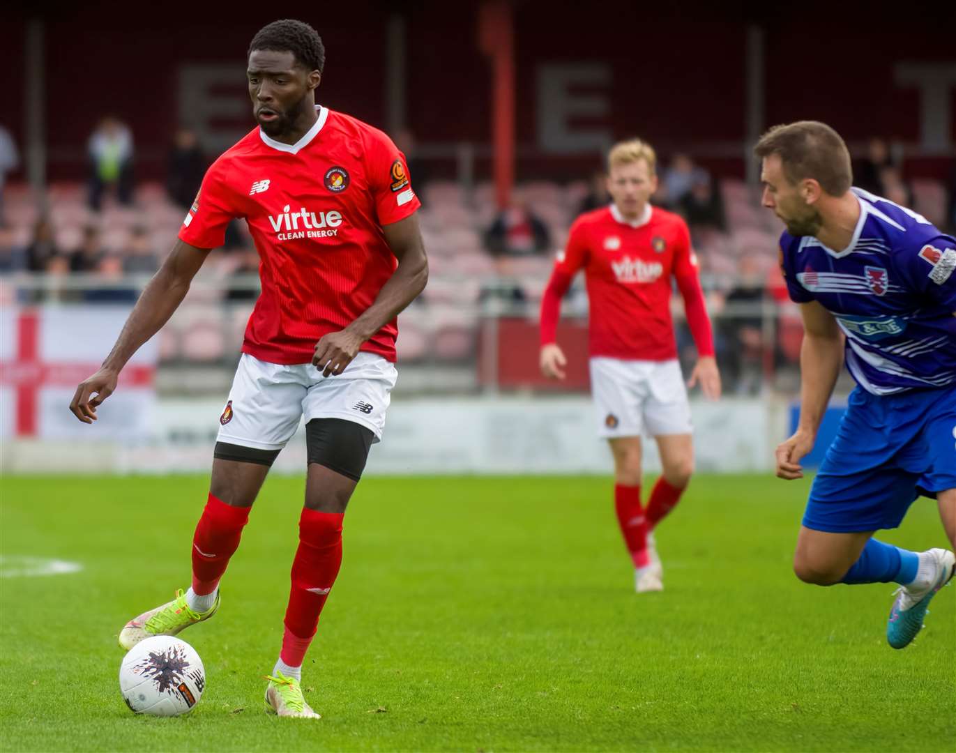 Defender Mustapha Olagunju has joined Ebbsfleet from Huddersfield and quickly impressed boss Dennis Kutrieb. Picture: Ed Miller/EUFC