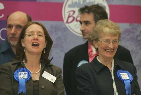 ALL SMILES: Winning Tories Cheryl Bacon and Rosalind Downing. Picture: RICHARD EATON