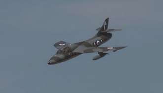 The Hawker Hunter jet moments before the crash