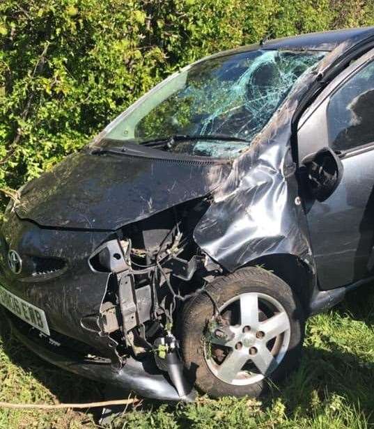 The damage to the Toyota involved in the crash