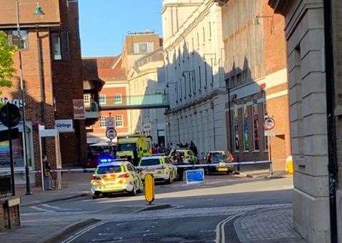 Police cordoned off an area near Whitefriars
