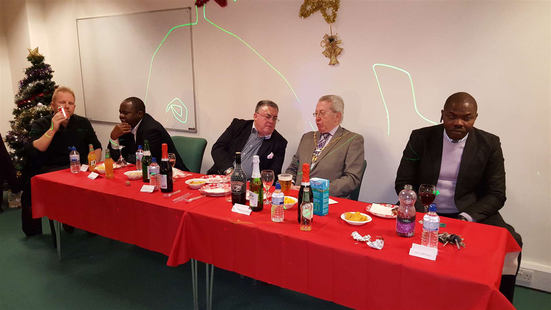 Deputy mayor Cllr Steven Illes (second from right) enjoying the Fairways Trust End of Year Party and Awards Evening