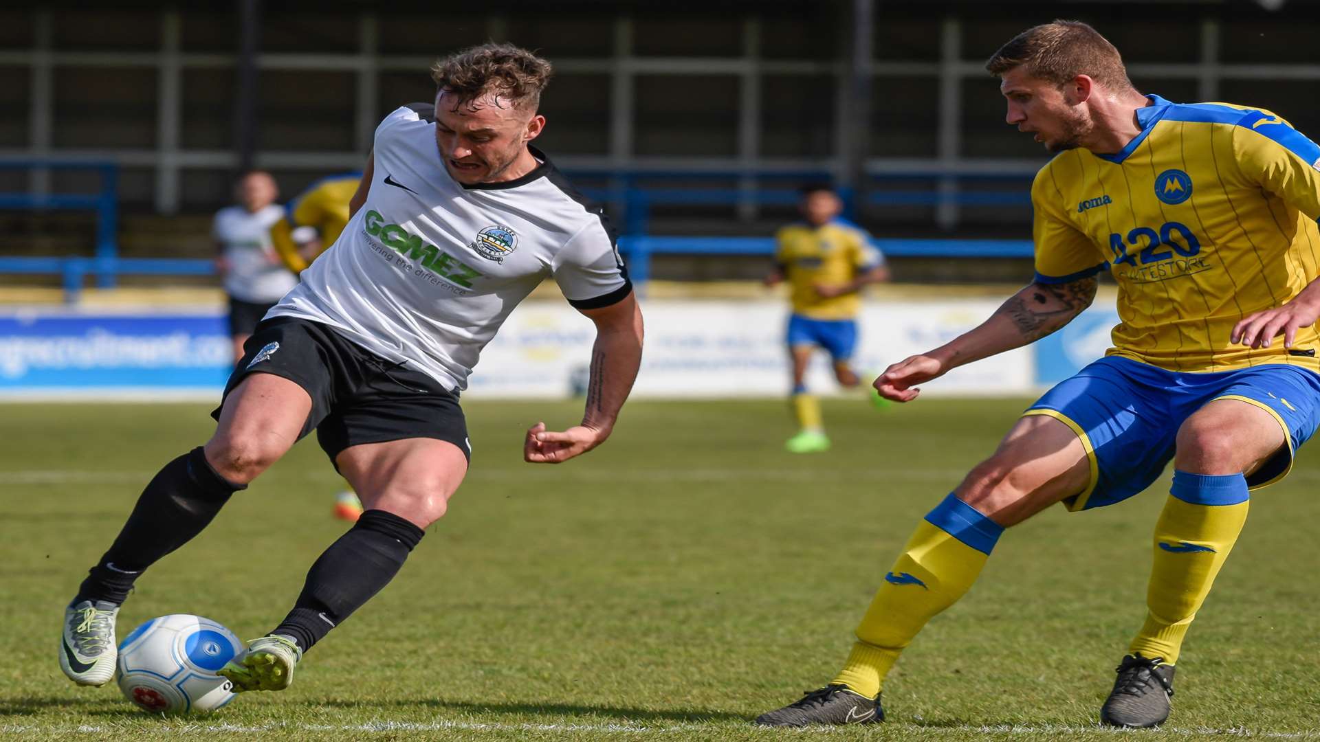 It was a frustrating afternoon for Dover striker Ricky Miller Picture: Alan Langley