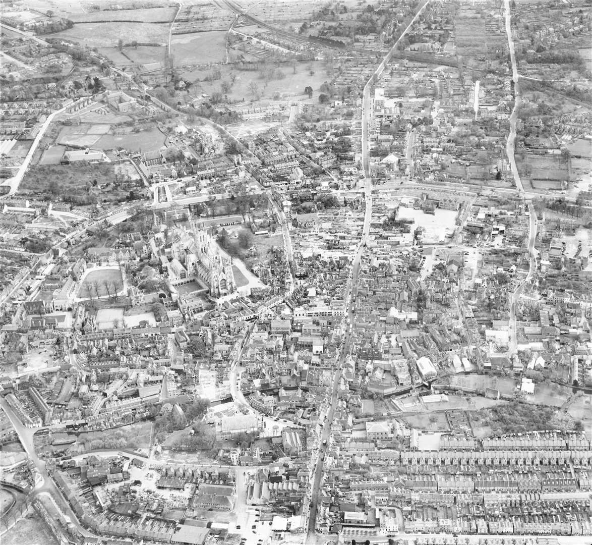 Canterbury city centre from the north east in 1947. Picture: Historic England