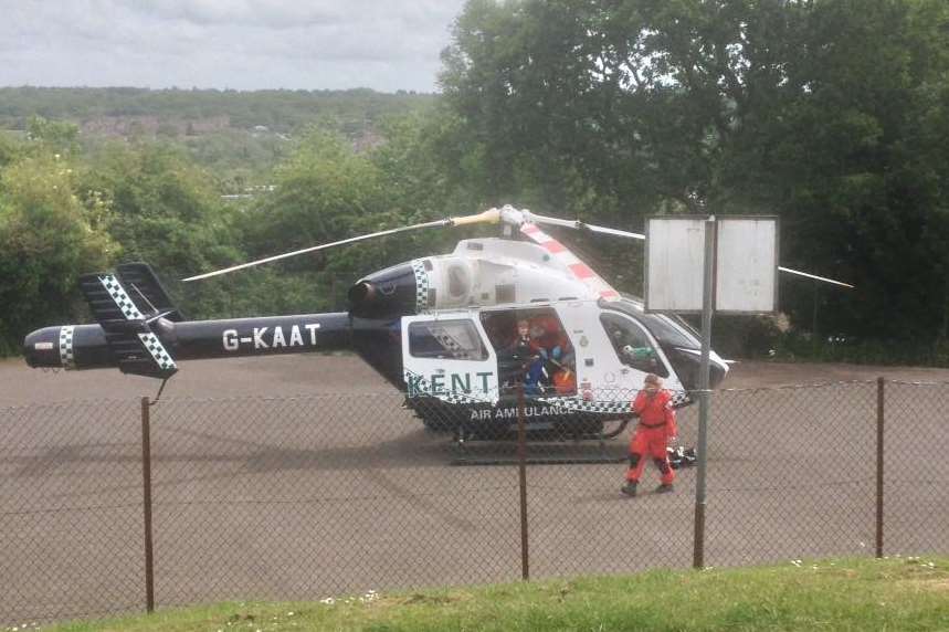 Air ambulance at the scene. Picture: Martin Squirrell