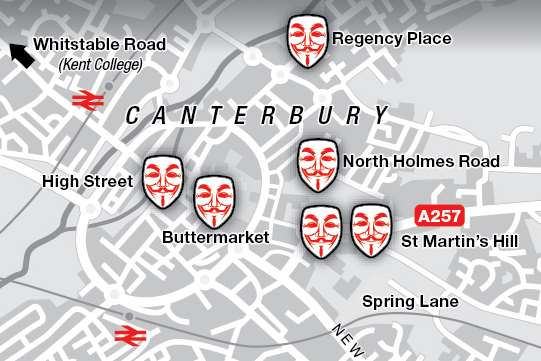 Reports of V for Vendetta mask sightings in Canterbury