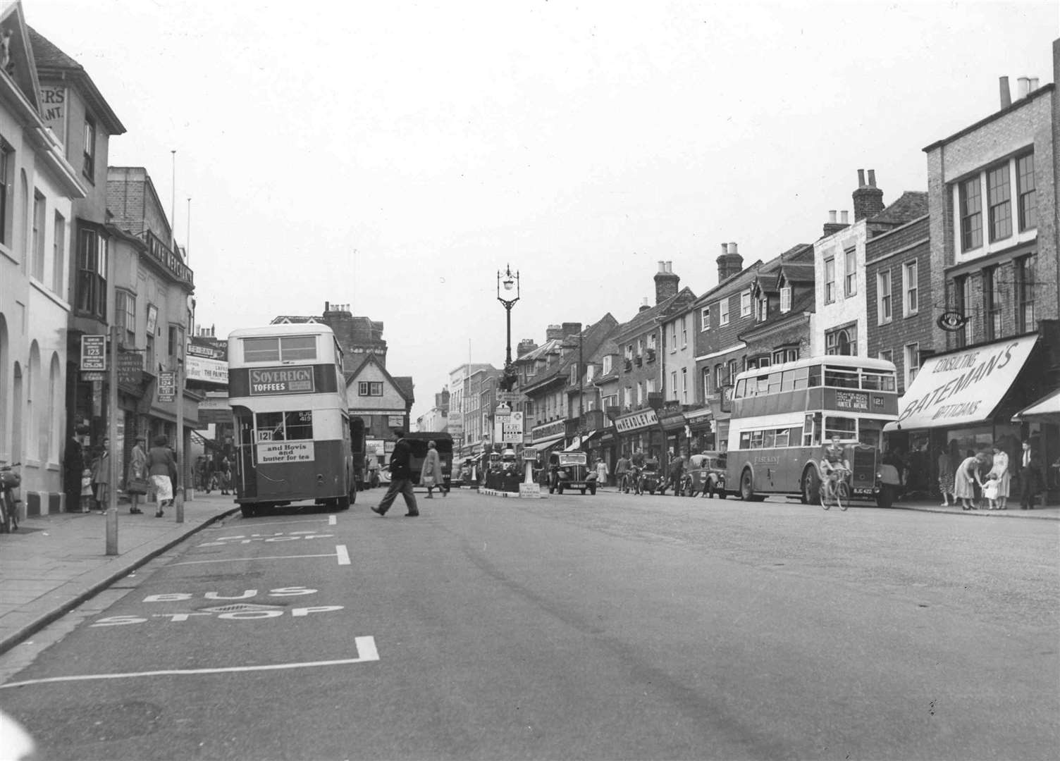 Pre-pedestrianisation, Ashford was proud of the extreme width of the High Street, which this 1951 picture illustrates. Picture: Images of Ashford by Mike Bennett