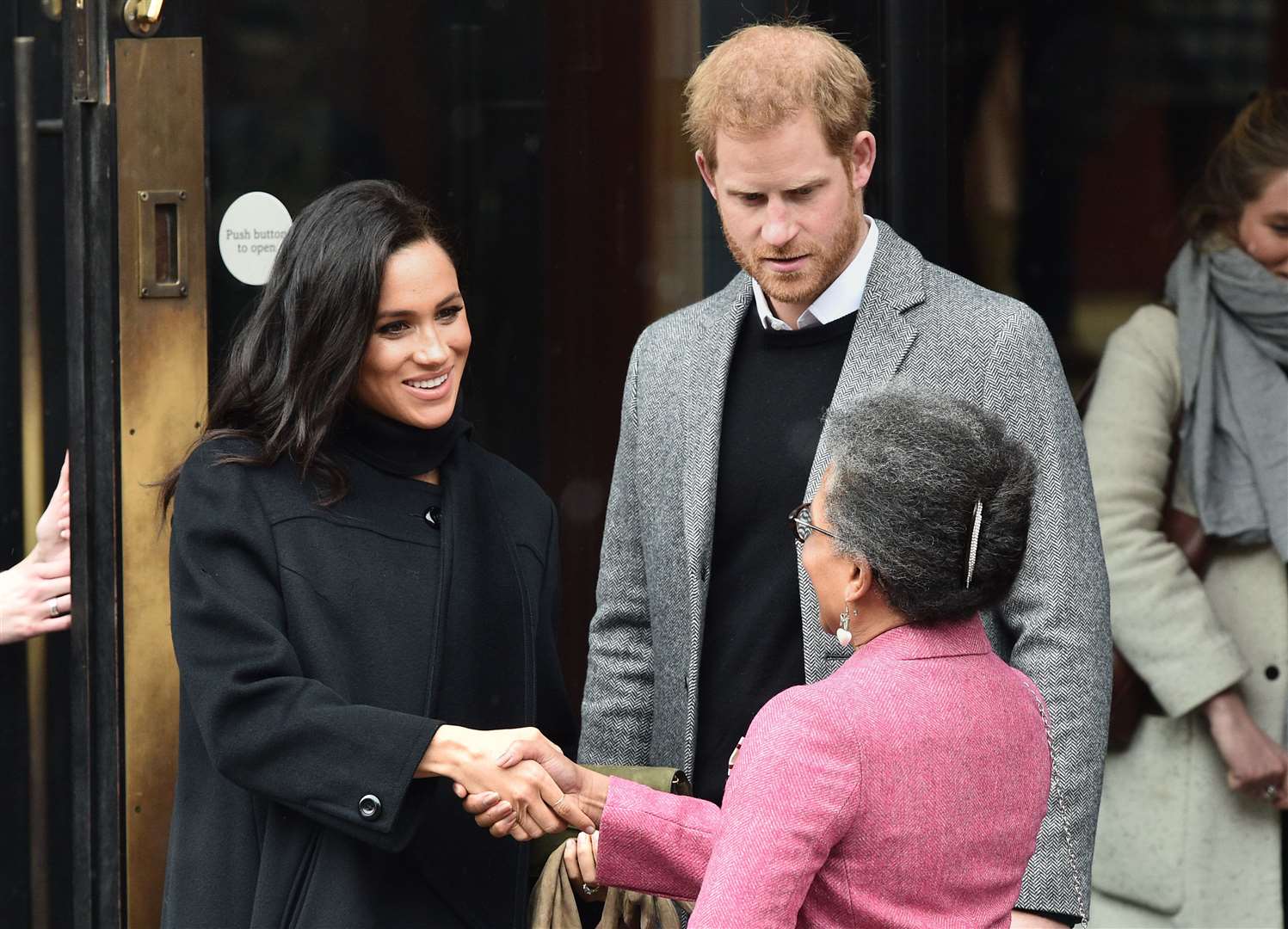 The Duke and Duchess of Sussex with Peaches Golding (Ben Birchall/PA)