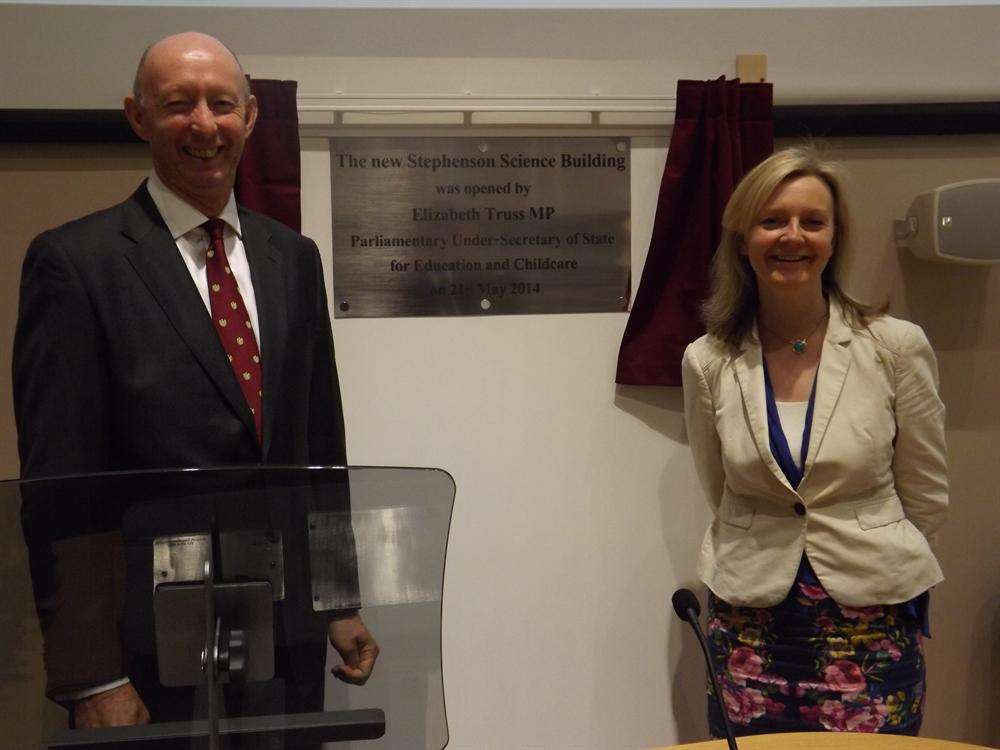 MP Elizabeth Truss with Dartford Grammar School headmaster John Oakes. Picture by Martin Radulov.