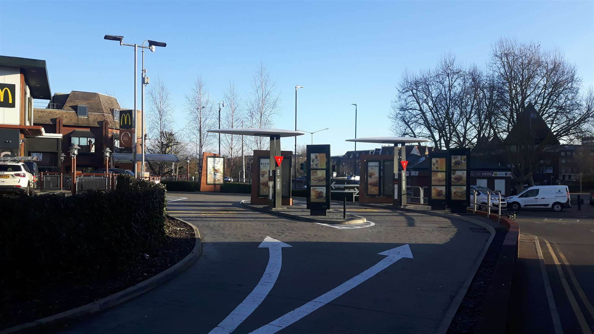 A quieter than normal McDonald's drive-thru in Broadway, Maidstone