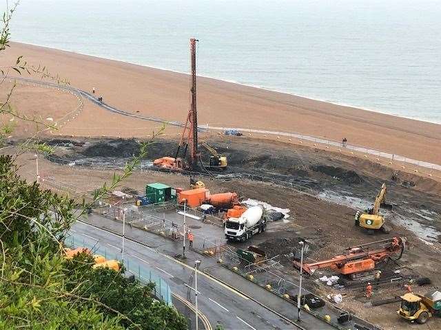 Work continues at Folkestone seafront to build 84 new luxury homes. Picture: Jenner
