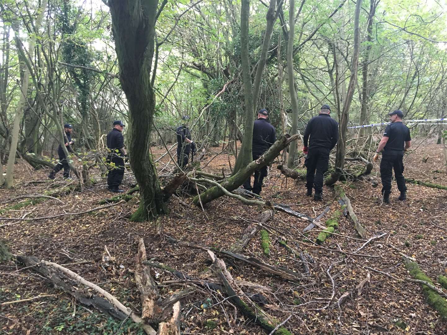 Police searching near Hartley last year as part of efforts to find missing mum Sarah Wellgreen