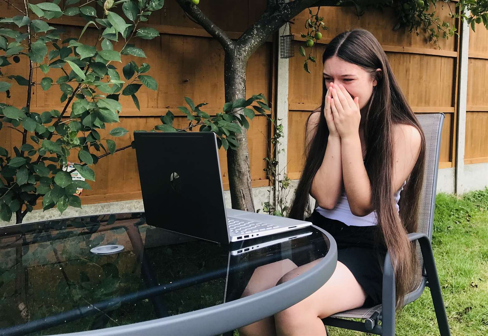 Westlands pupil Joanne Washer discovered her GCSE results online in her garden. She said: “Thank you to all my teachers! I am so pleased with my results and look forward to celebrating.”