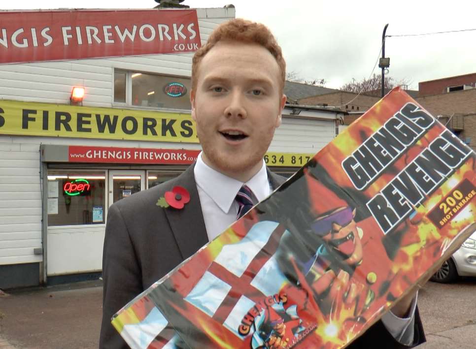 Our reporter Ben Kennedy with a massive firework