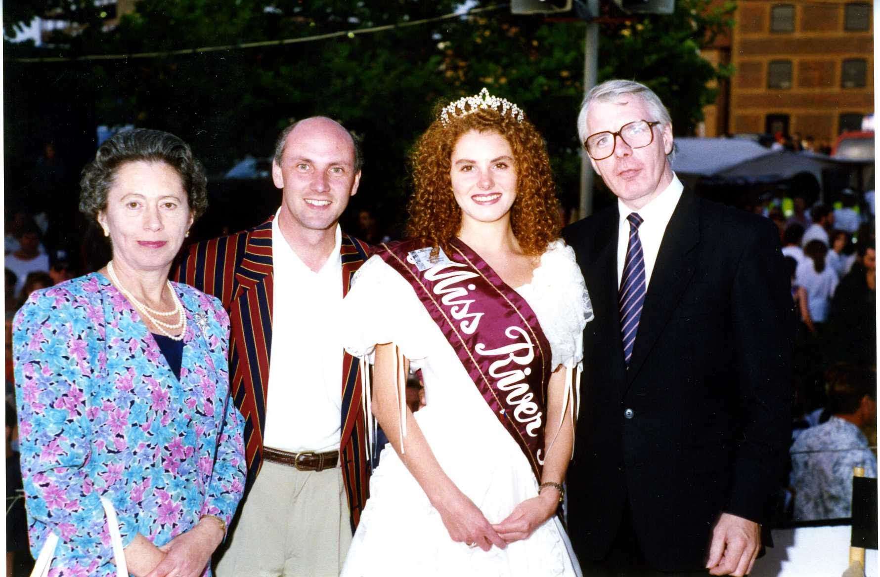 'The Queen', Howard Leader from BBC's That's Life, Miss Maidstone River Festival and the Prime Minister 'John Major' at the Maidstone Festival Of Europe