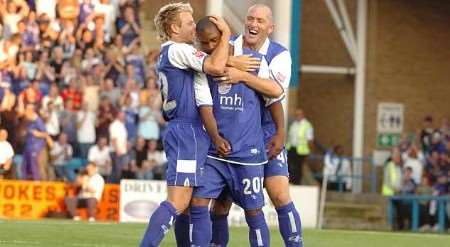 MAKING A DIFFERENCE: Byfield is congratulated after netting against Leeds. Picture: GRANT FALVEY