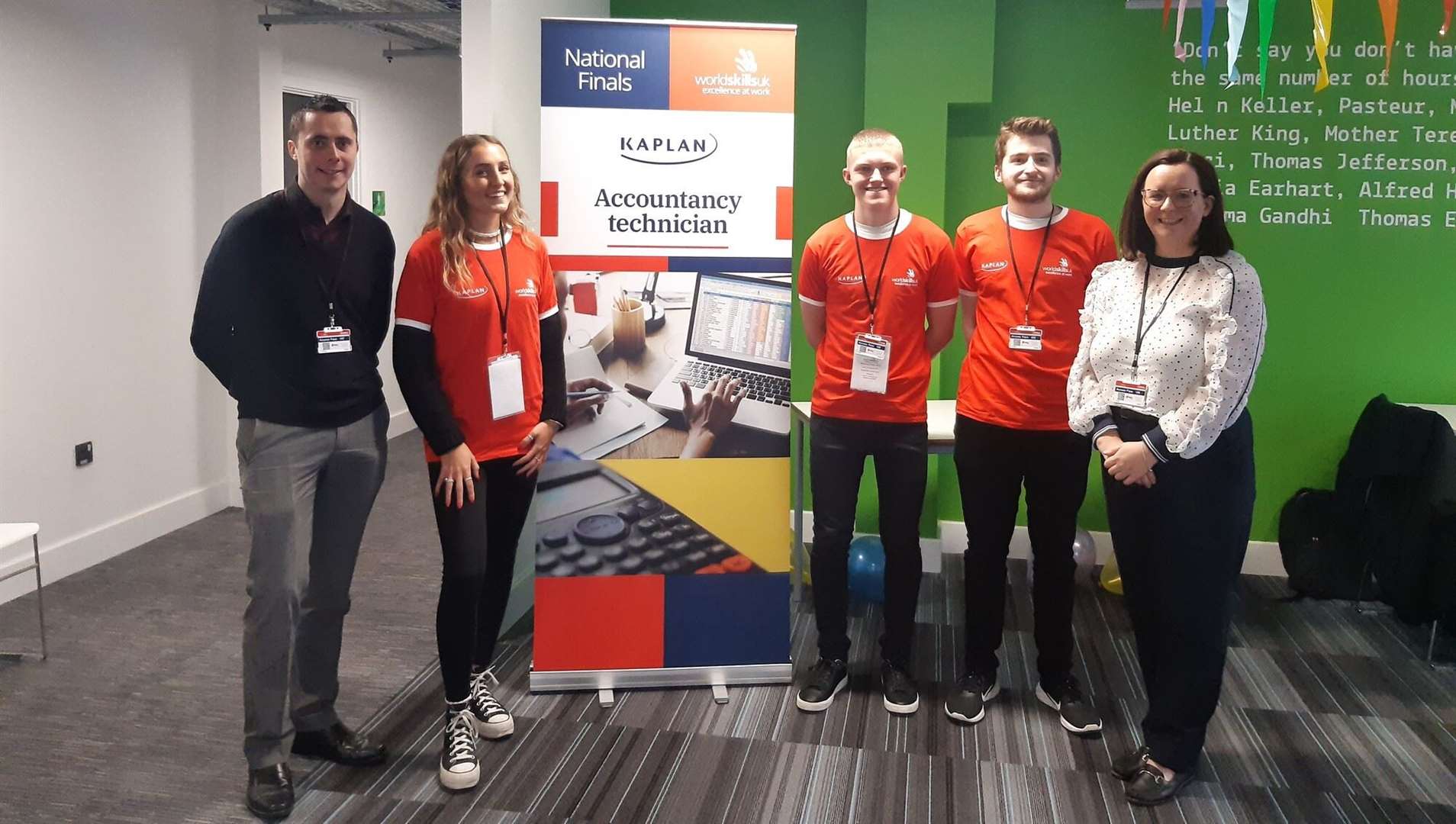 Chloe Thompson (left from centre) took part in the World Skills UK competition last November. Her team gained the ‘Silver Award for Accountancy Technician’.