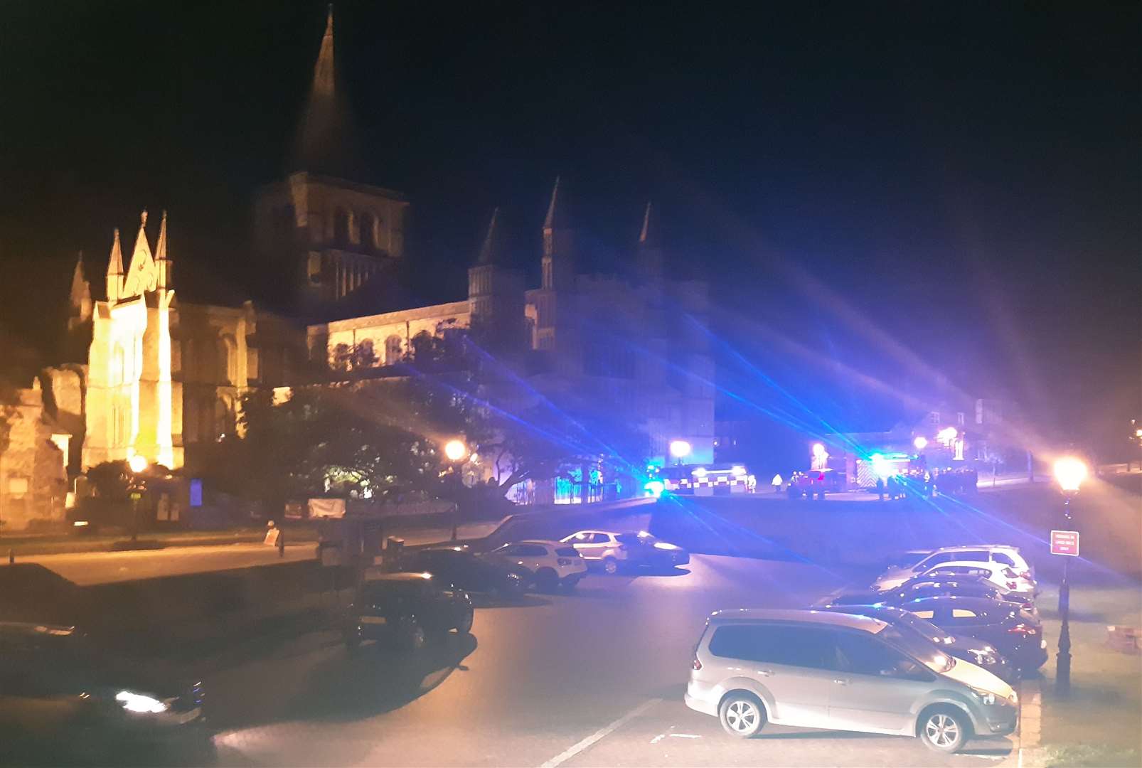 A fire drill is taking place at Rochester Cathedral