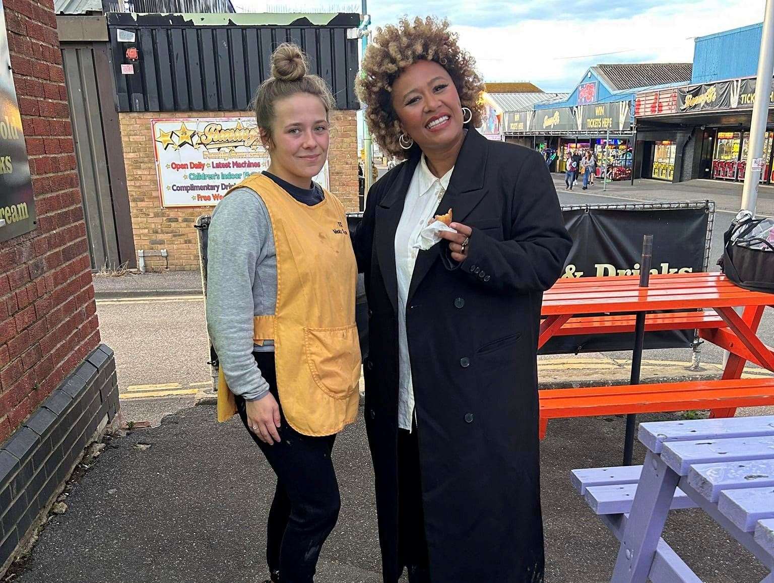 Emeli Sandé with Casey Prime from Meatz & Treatz in Leysdown. Picture: Meatz & Treatz
