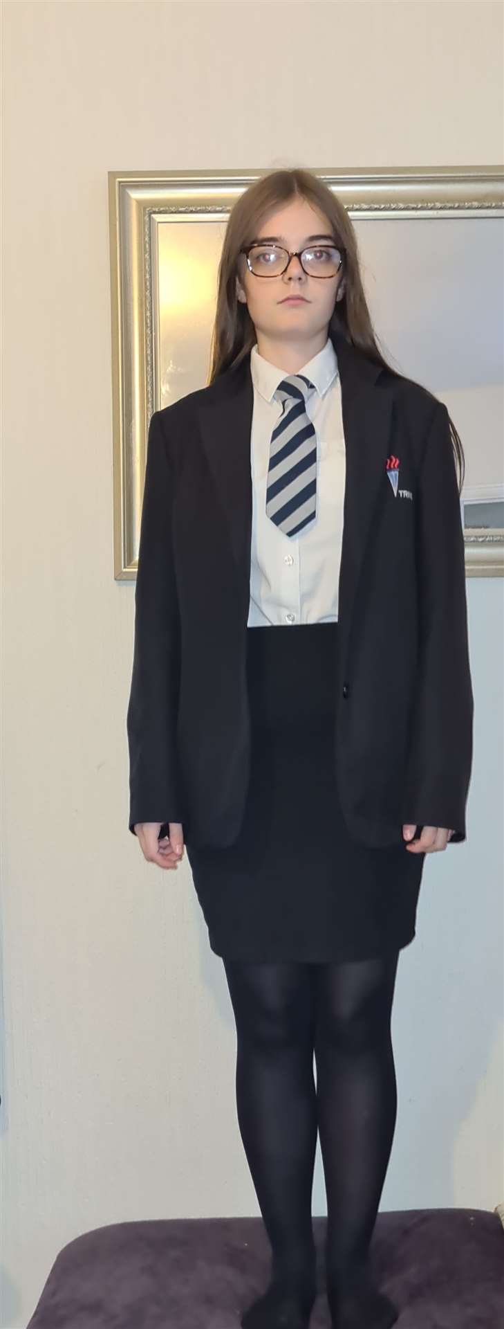 Katelin in the approved uniform skirt